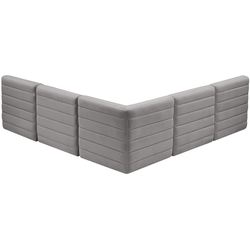 Meridian Quincy Grey Velvet Modular Sectional IMAGE 3