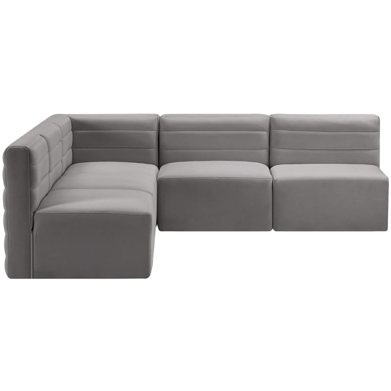 Meridian Quincy Grey Velvet Modular Sectional IMAGE 4