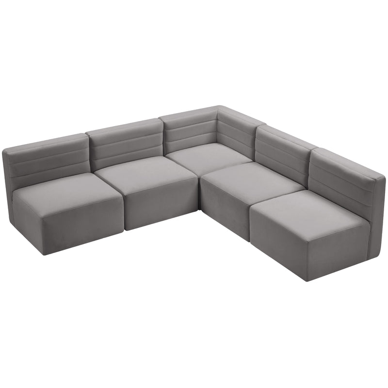 Meridian Quincy Grey Velvet Modular Sectional IMAGE 5