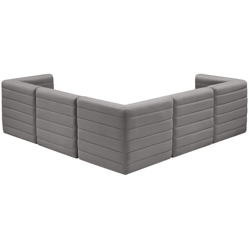 Meridian Quincy Grey Velvet Modular Sectional IMAGE 3