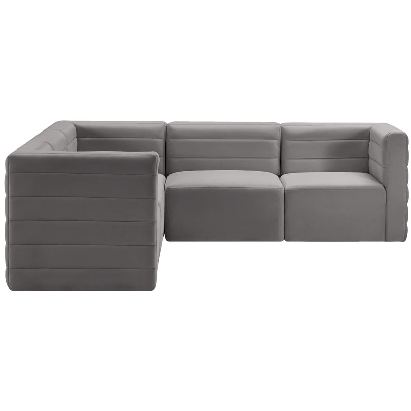 Meridian Quincy Grey Velvet Modular Sectional IMAGE 4