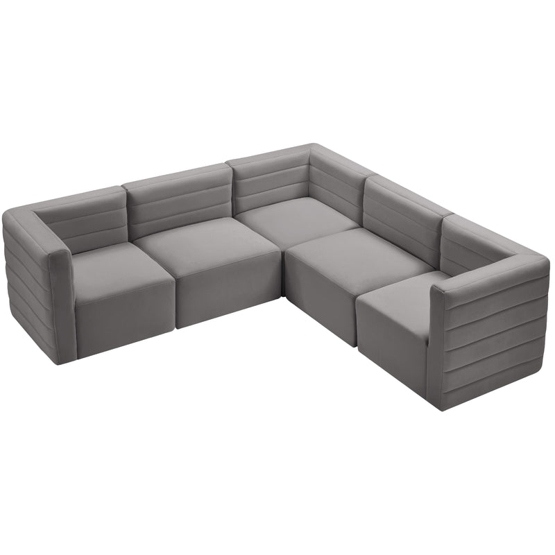 Meridian Quincy Grey Velvet Modular Sectional IMAGE 5