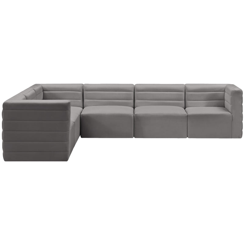 Meridian Quincy Grey Velvet Modular Sectional IMAGE 3