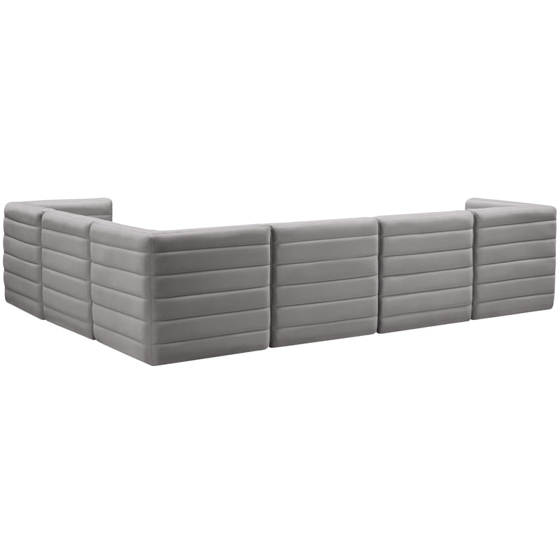 Meridian Quincy Grey Velvet Modular Sectional IMAGE 4