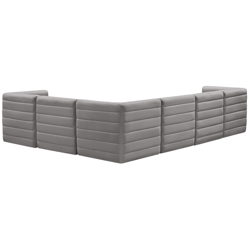 Meridian Quincy Grey Velvet Modular Sectional IMAGE 5