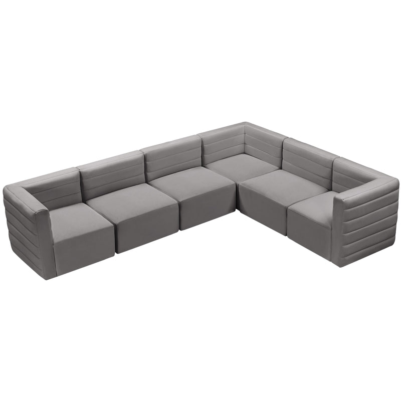 Meridian Quincy Grey Velvet Modular Sectional IMAGE 6