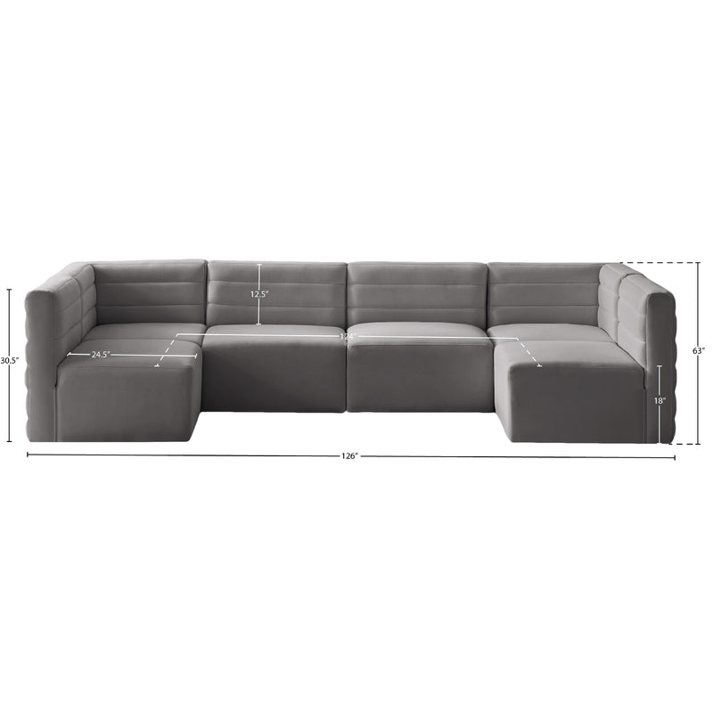 Meridian Quincy Grey Velvet Modular Sectional IMAGE 14