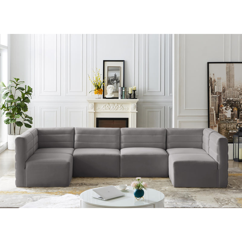 Meridian Quincy Grey Velvet Modular Sectional IMAGE 2