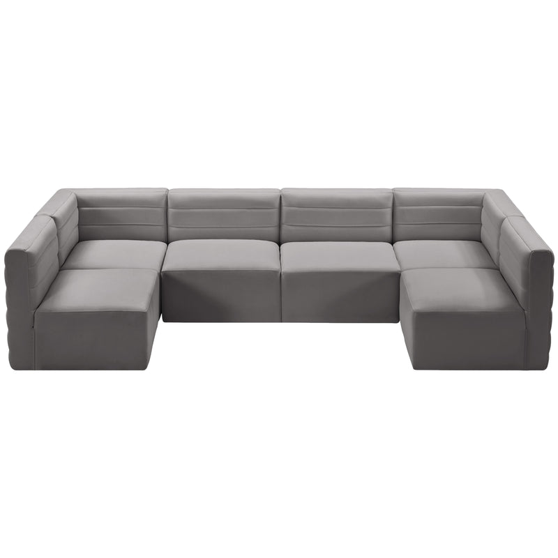 Meridian Quincy Grey Velvet Modular Sectional IMAGE 4