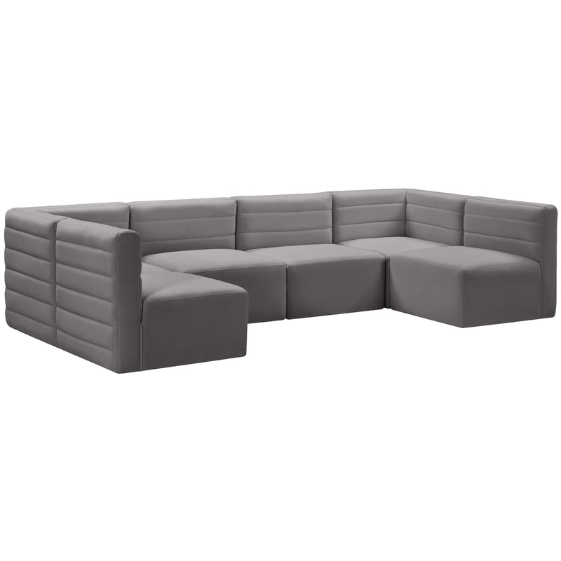 Meridian Quincy Grey Velvet Modular Sectional IMAGE 5