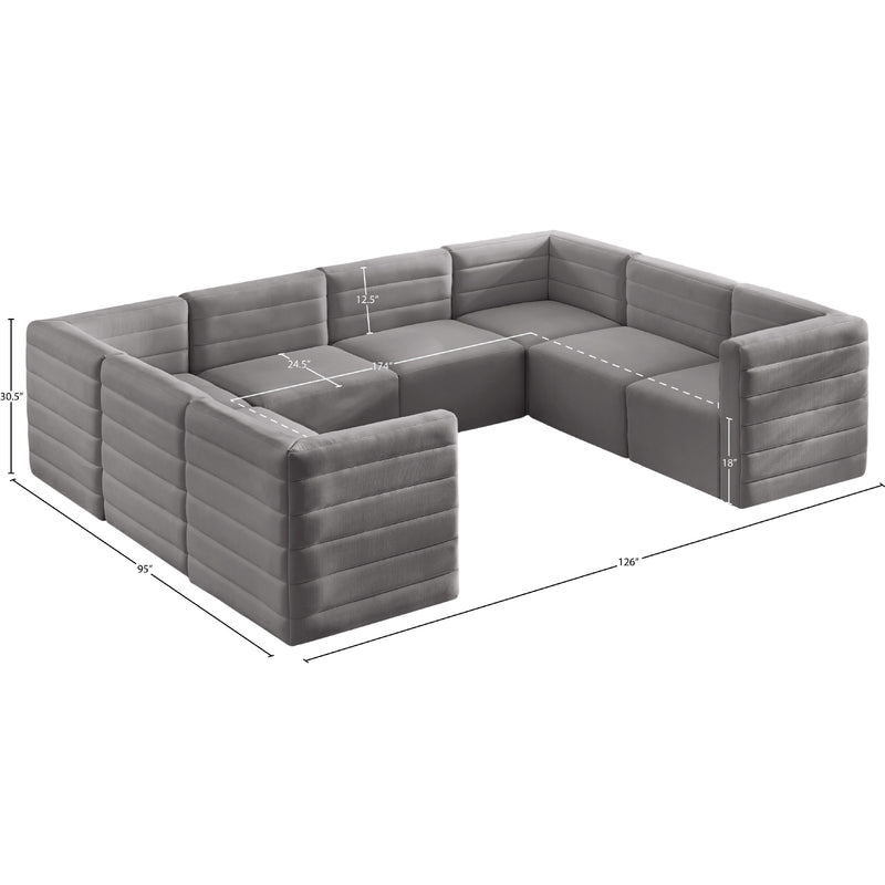 Meridian Quincy Grey Velvet Modular Sectional IMAGE 10