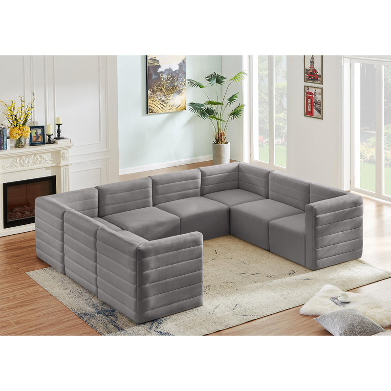 Meridian Quincy Grey Velvet Modular Sectional IMAGE 2