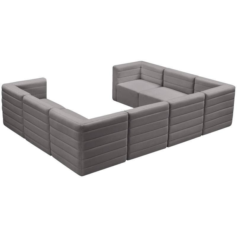 Meridian Quincy Grey Velvet Modular Sectional IMAGE 4