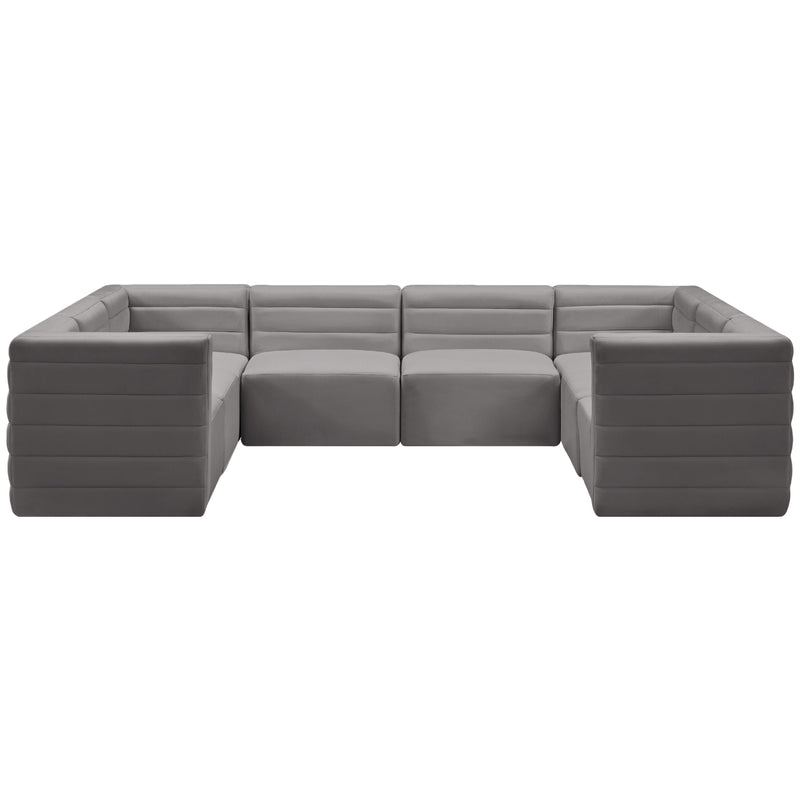 Meridian Quincy Grey Velvet Modular Sectional IMAGE 5