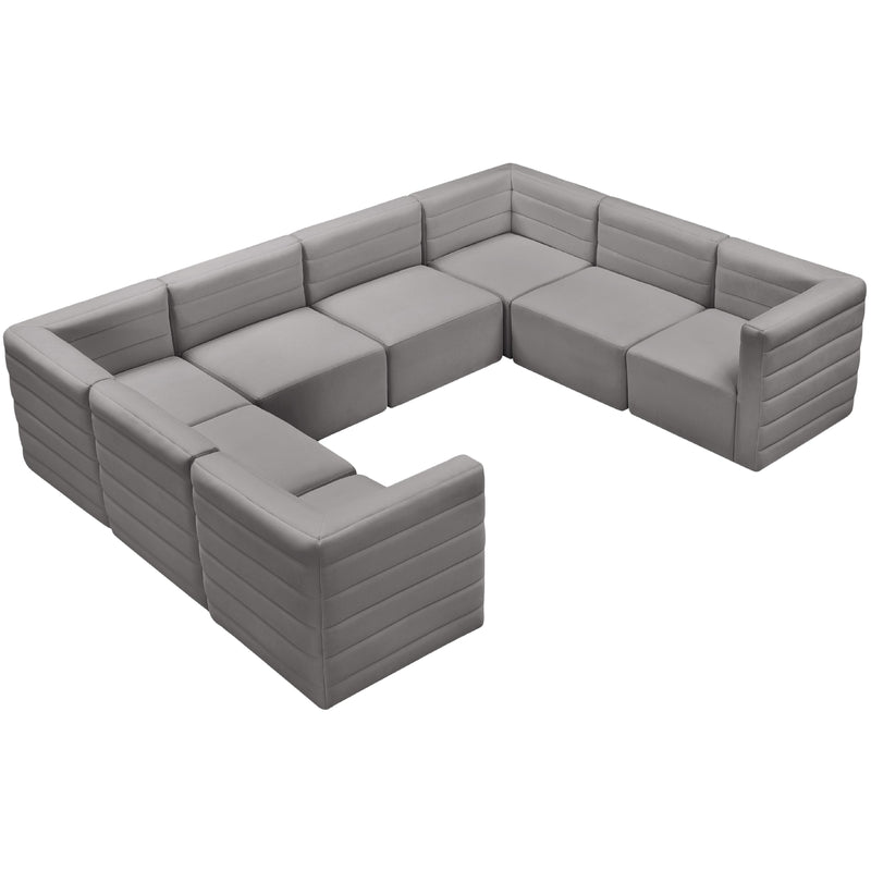 Meridian Quincy Grey Velvet Modular Sectional IMAGE 6