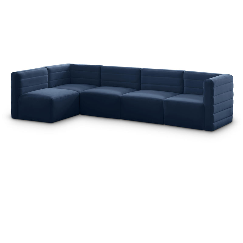 Meridian Quincy Navy Velvet Modular Sectional IMAGE 1