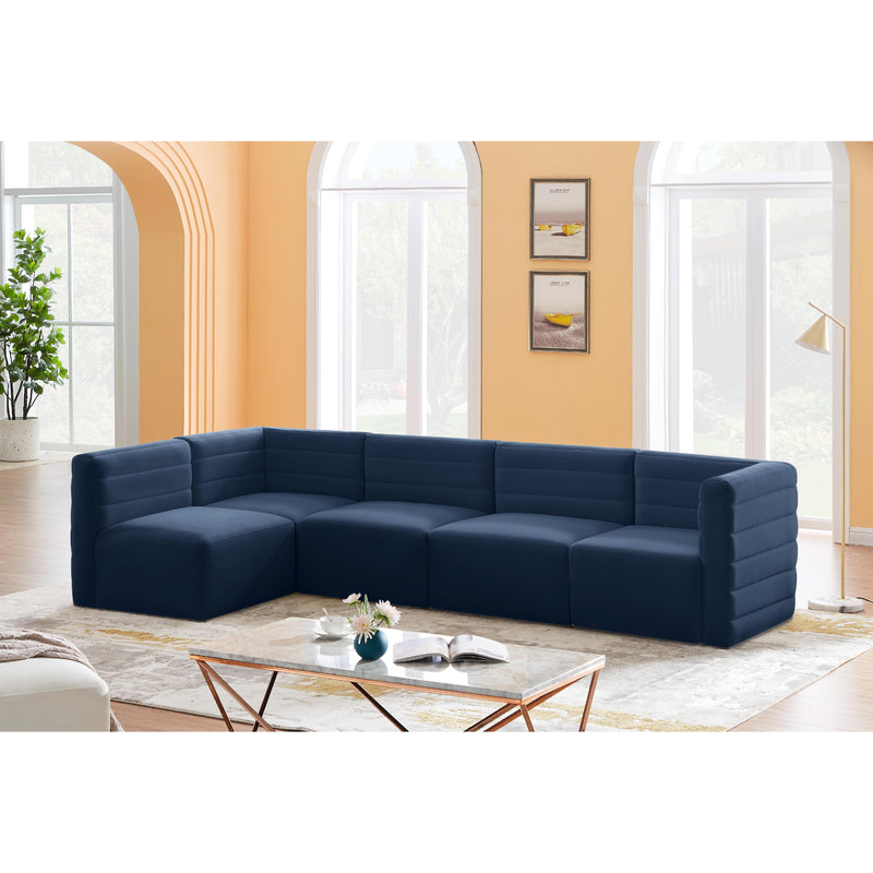 Meridian Quincy Navy Velvet Modular Sectional IMAGE 2