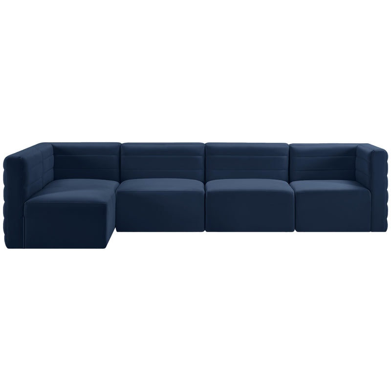 Meridian Quincy Navy Velvet Modular Sectional IMAGE 4
