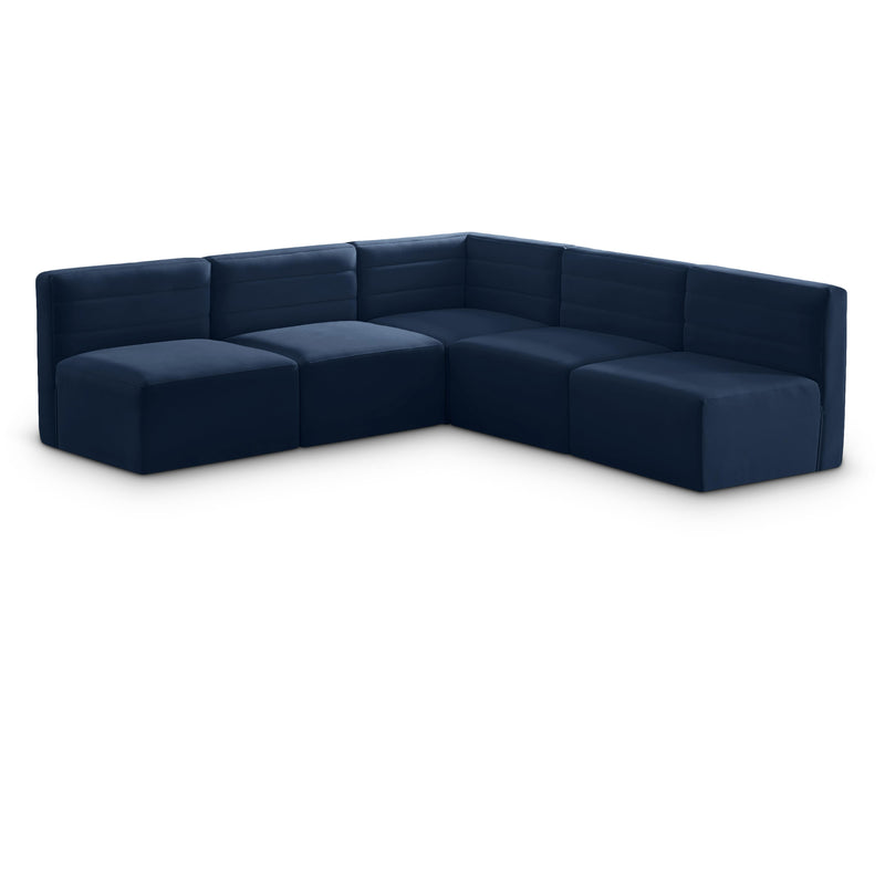 Meridian Quincy Navy Velvet Modular Sectional IMAGE 1