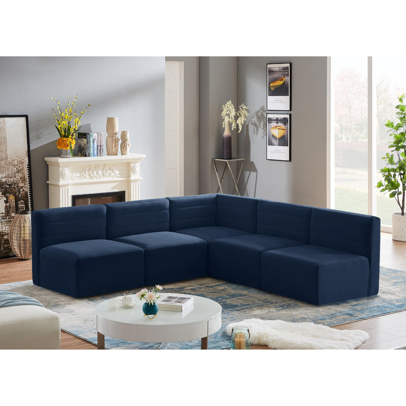 Meridian Quincy Navy Velvet Modular Sectional IMAGE 2