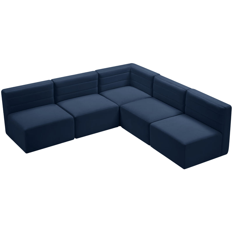 Meridian Quincy Navy Velvet Modular Sectional IMAGE 5