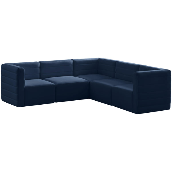 Meridian Quincy Navy Velvet Modular Sectional IMAGE 1