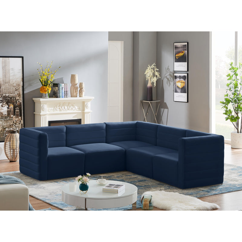 Meridian Quincy Navy Velvet Modular Sectional IMAGE 2