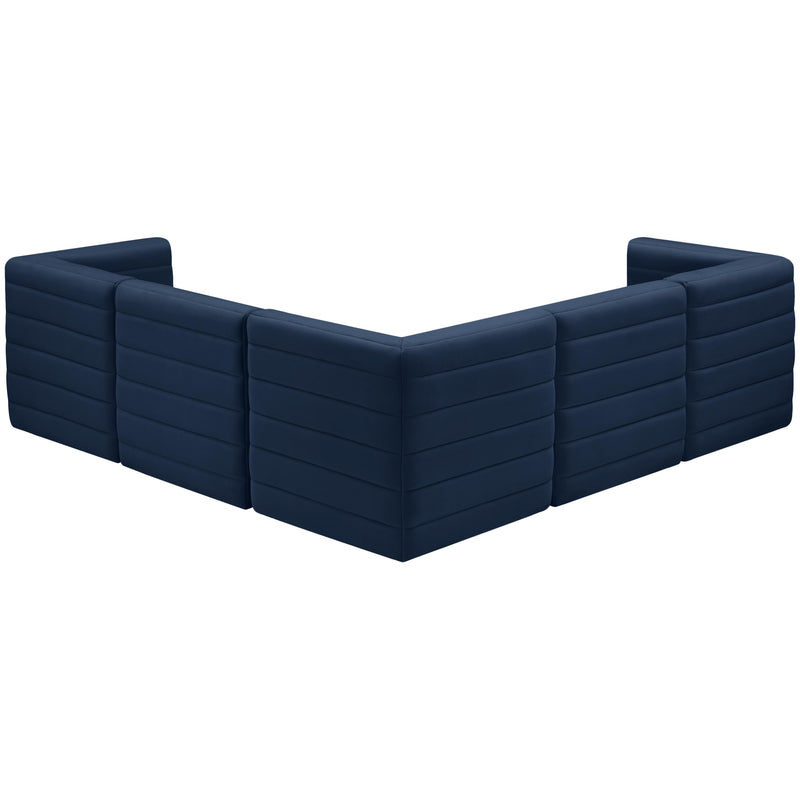 Meridian Quincy Navy Velvet Modular Sectional IMAGE 3