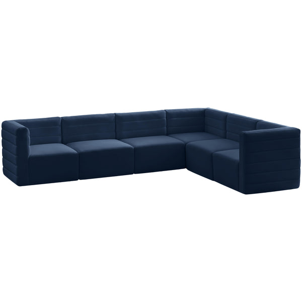 Meridian Quincy Navy Velvet Modular Sectional IMAGE 1