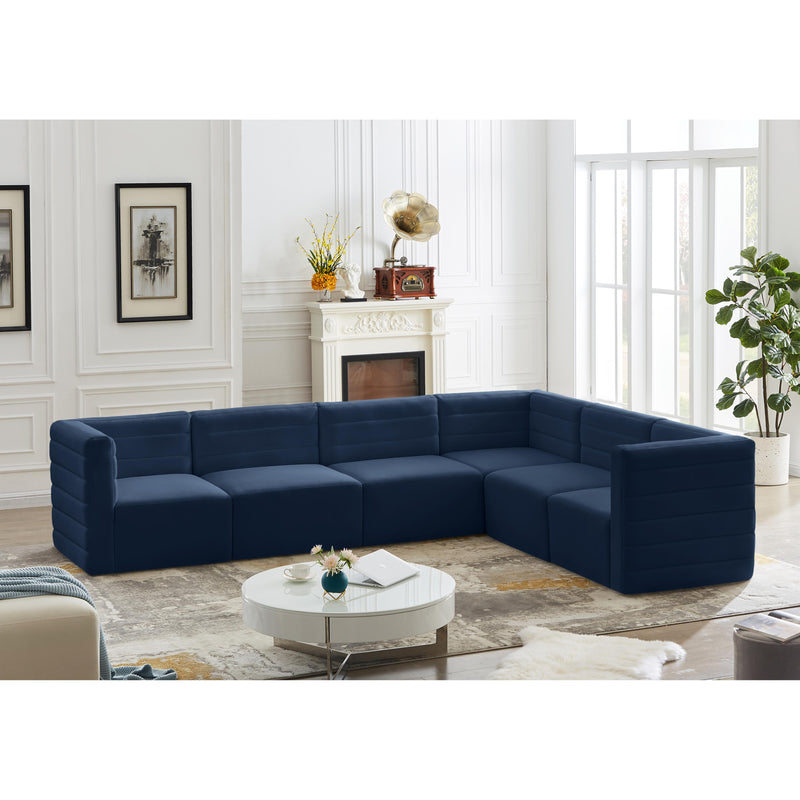 Meridian Quincy Navy Velvet Modular Sectional IMAGE 2