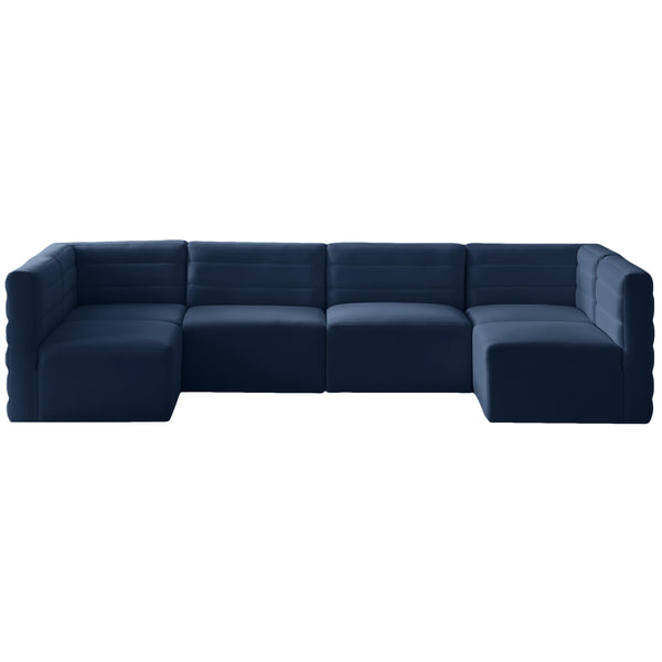 Meridian Quincy Navy Velvet Modular Sectional IMAGE 1