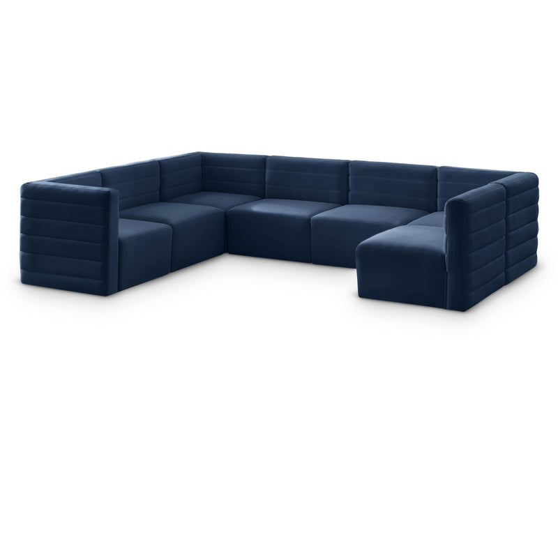 Meridian Quincy Navy Velvet Modular Sectional IMAGE 1