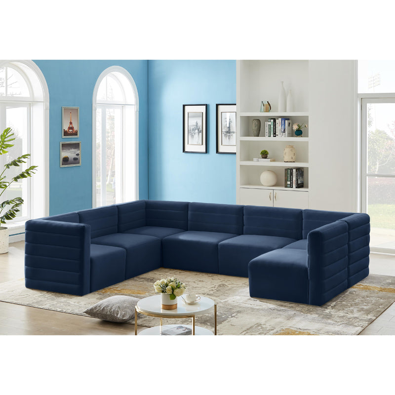 Meridian Quincy Navy Velvet Modular Sectional IMAGE 2