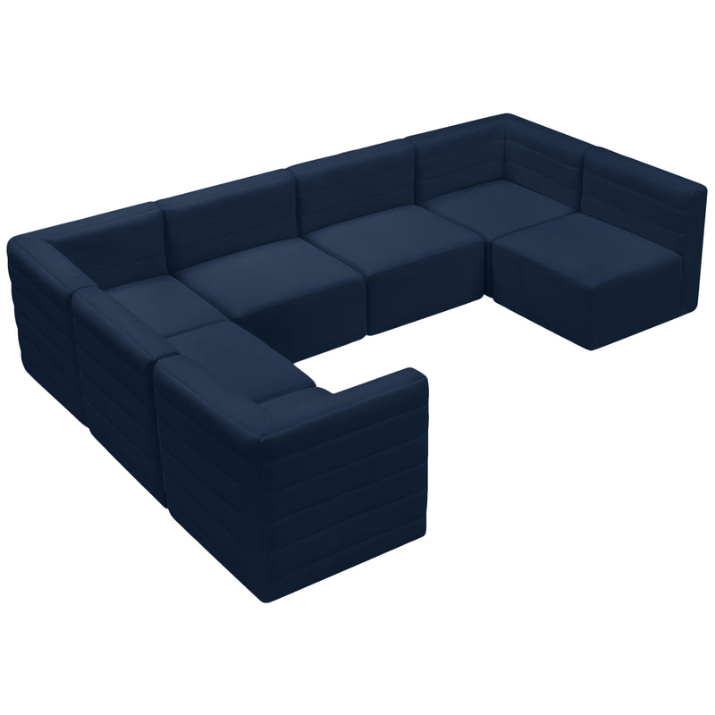 Meridian Quincy Navy Velvet Modular Sectional IMAGE 7
