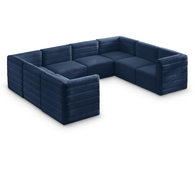 Meridian Quincy Navy Velvet Modular Sectional IMAGE 1