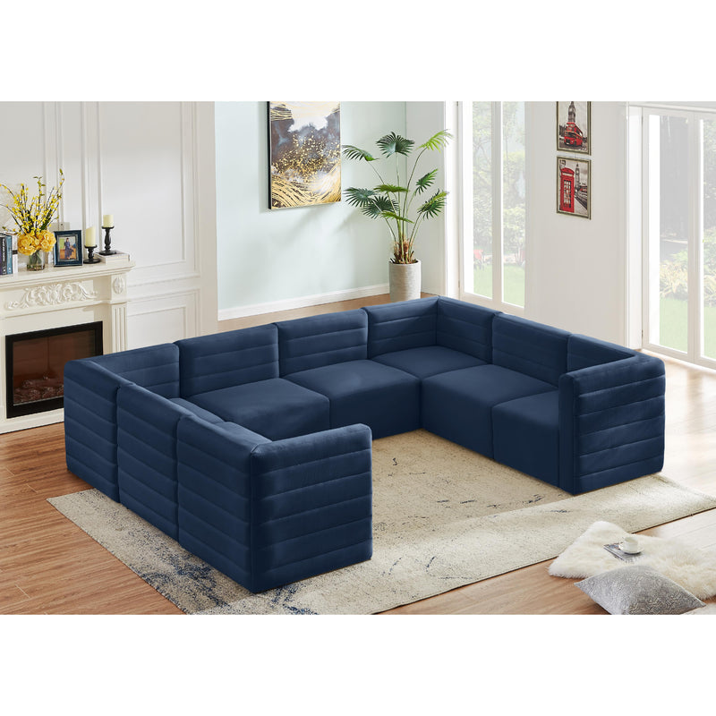 Meridian Quincy Navy Velvet Modular Sectional IMAGE 2