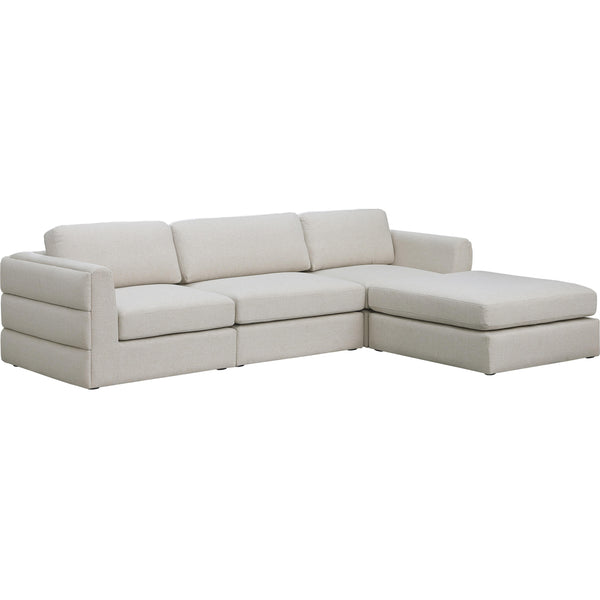 Meridian Beckham Beige Durable Linen Textured Fabric Modular Sectional IMAGE 1