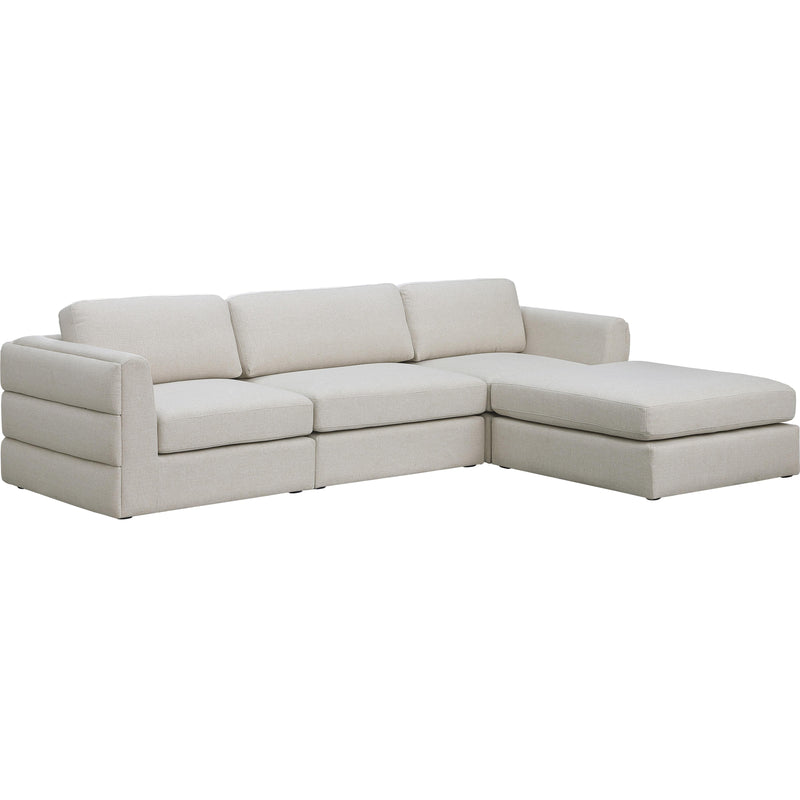 Meridian Beckham Beige Durable Linen Textured Fabric Modular Sectional IMAGE 1