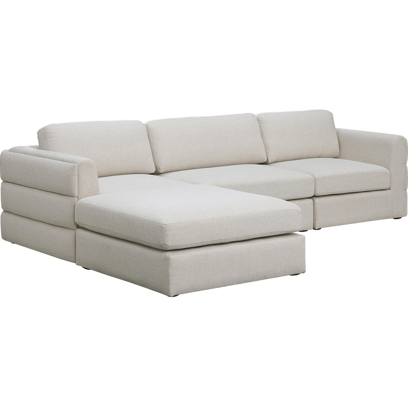 Meridian Beckham Beige Durable Linen Textured Fabric Modular Sectional IMAGE 2