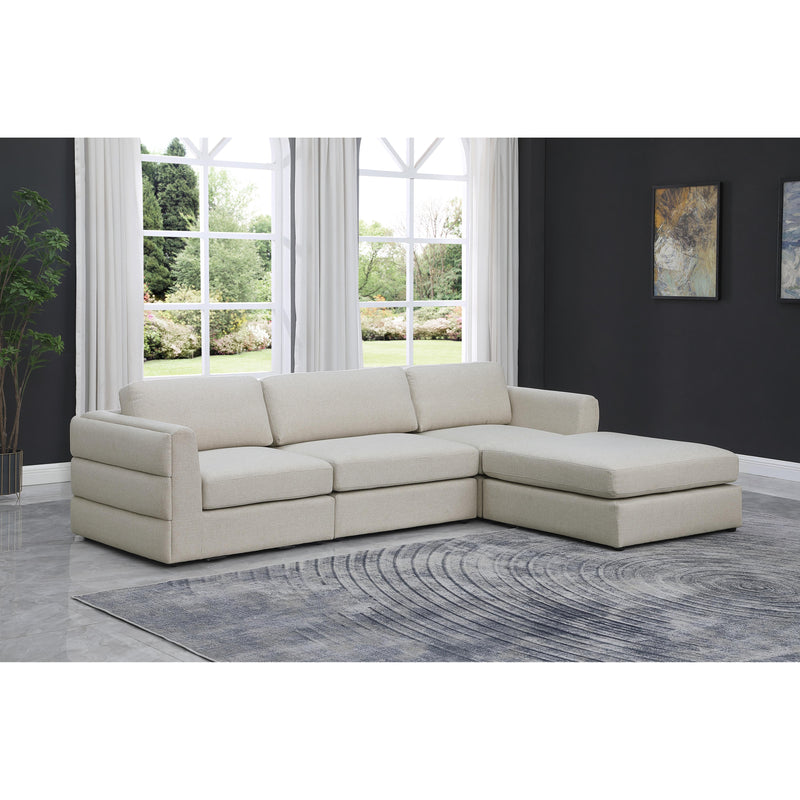 Meridian Beckham Beige Durable Linen Textured Fabric Modular Sectional IMAGE 3