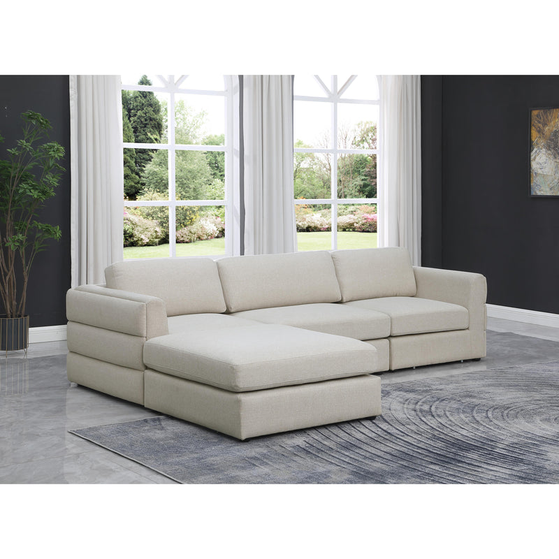 Meridian Beckham Beige Durable Linen Textured Fabric Modular Sectional IMAGE 4