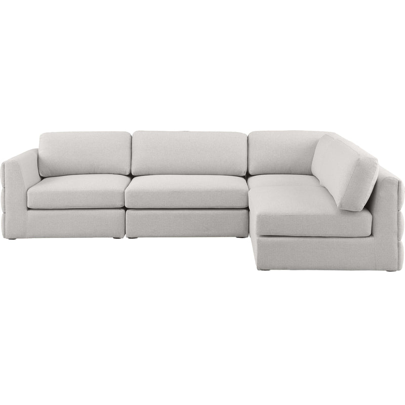Meridian Beckham Beige Durable Linen Textured Fabric Modular Sectional IMAGE 10
