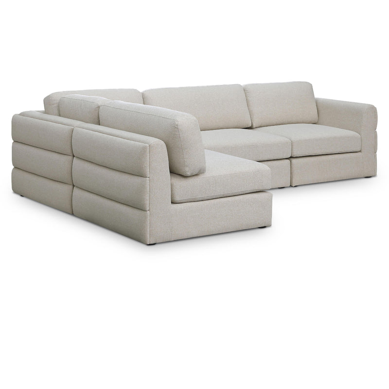 Meridian Beckham Beige Durable Linen Textured Fabric Modular Sectional IMAGE 1