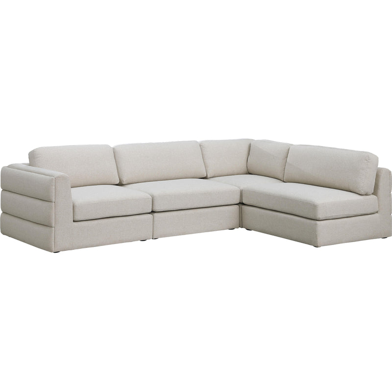 Meridian Beckham Beige Durable Linen Textured Fabric Modular Sectional IMAGE 2