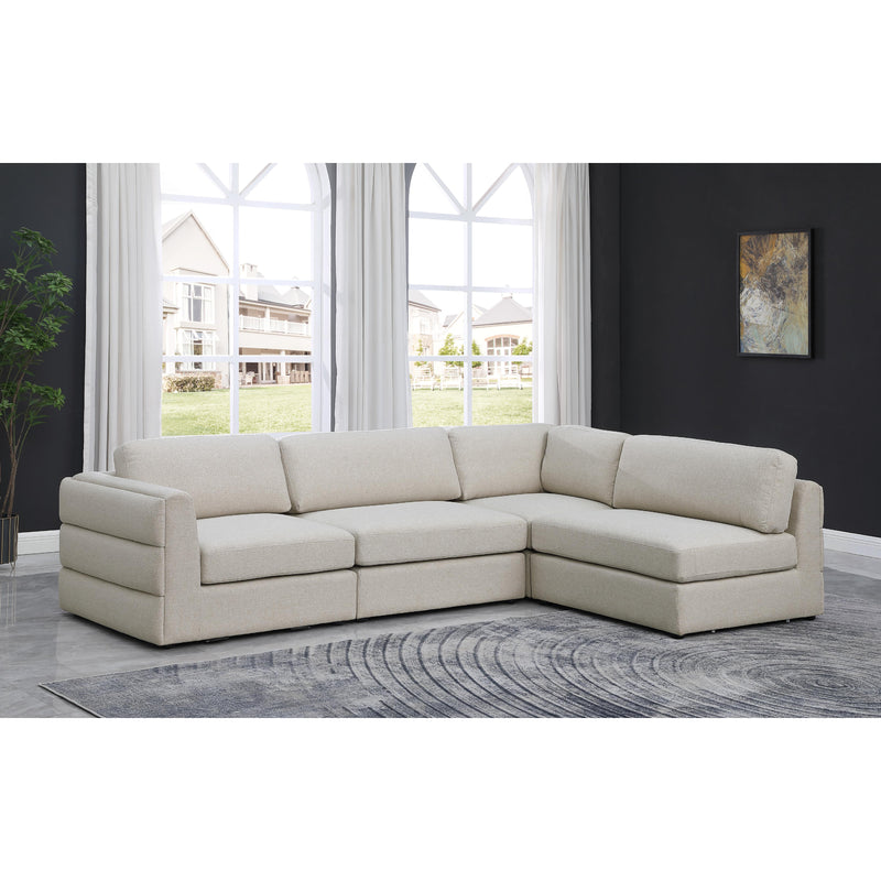 Meridian Beckham Beige Durable Linen Textured Fabric Modular Sectional IMAGE 3