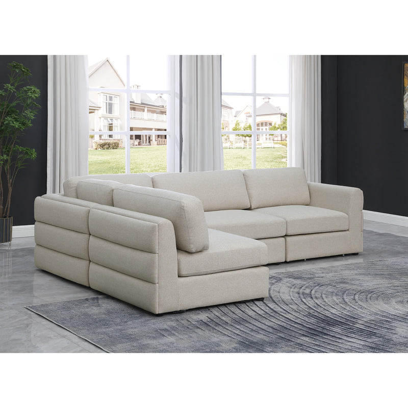 Meridian Beckham Beige Durable Linen Textured Fabric Modular Sectional IMAGE 4