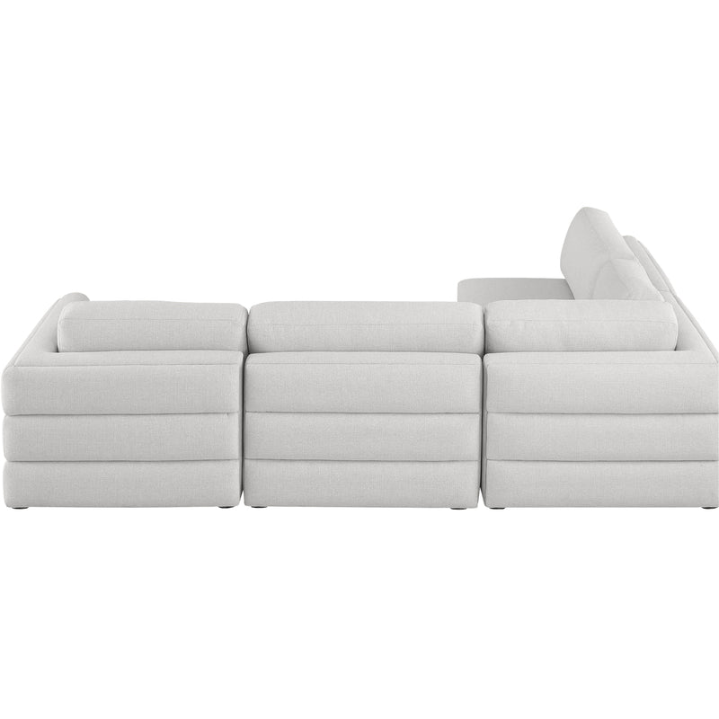 Meridian Beckham Beige Durable Linen Textured Fabric Modular Sectional IMAGE 6