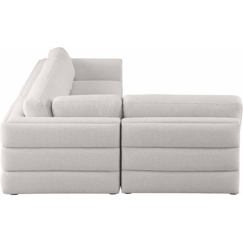 Meridian Beckham Beige Durable Linen Textured Fabric Modular Sectional IMAGE 7