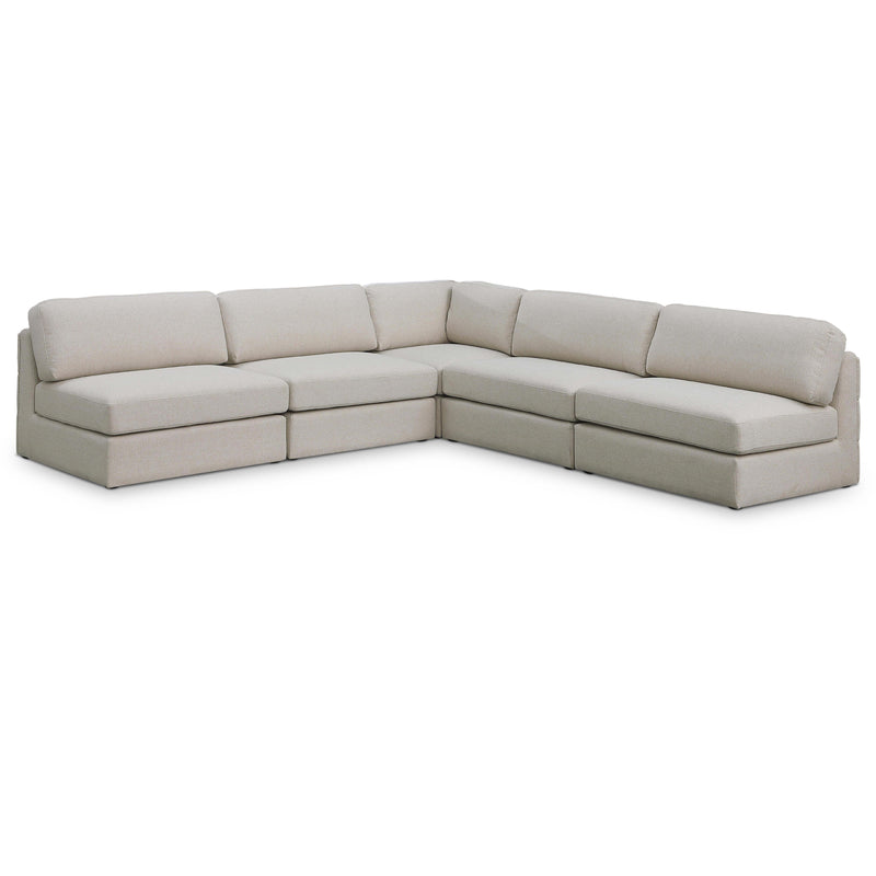 Meridian Beckham Beige Durable Linen Textured Fabric Modular Sectional IMAGE 1