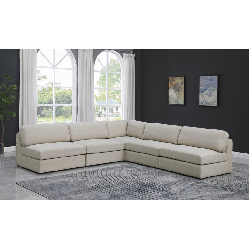 Meridian Beckham Beige Durable Linen Textured Fabric Modular Sectional IMAGE 2